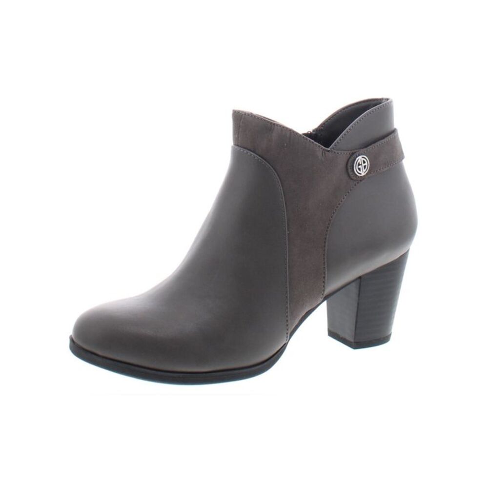 Giani Bernini Womens Gray Buckle Accent Round Toe Block Heel Zip-Up Booties 10